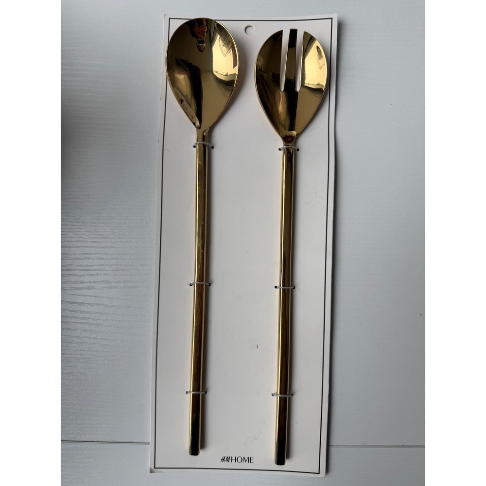 H&M‎ Home Gold Salad Servers Serving Utensils Set